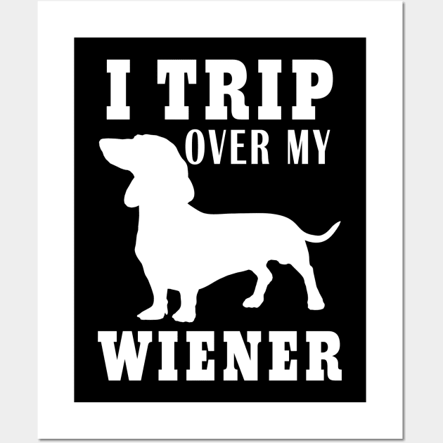 I Trip Over My Weiner Dog Humor Saying Pet Wall Art by ZimBom Designer